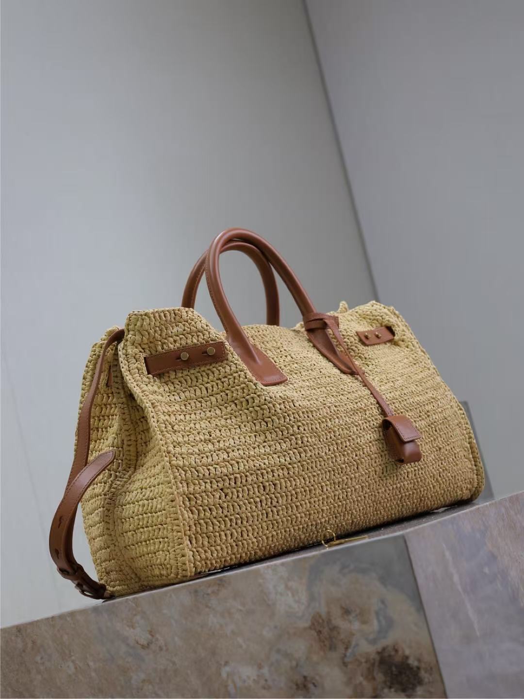 Oversized Woven Raffia Tote Bag