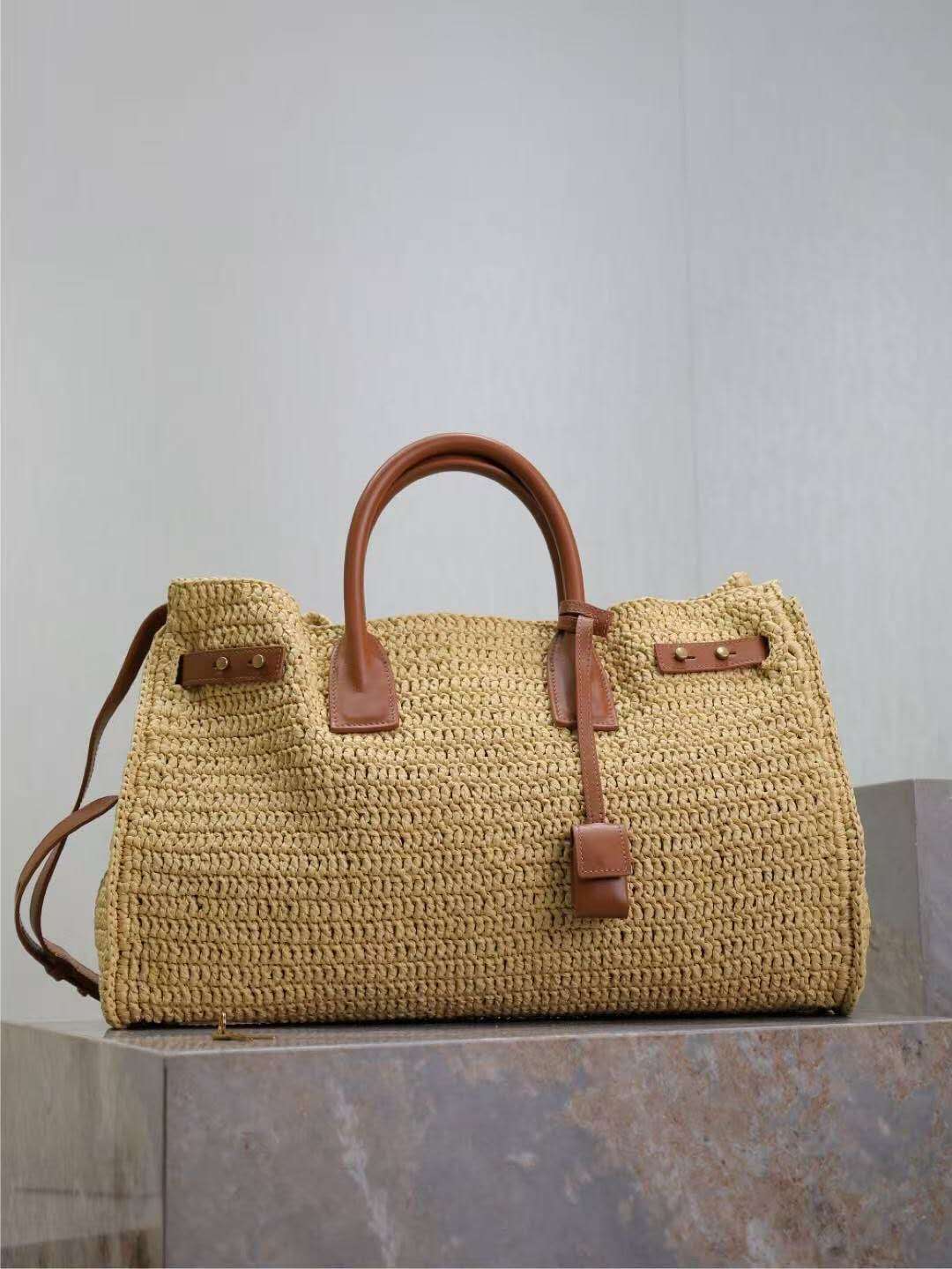 Oversized Woven Raffia Tote Bag
