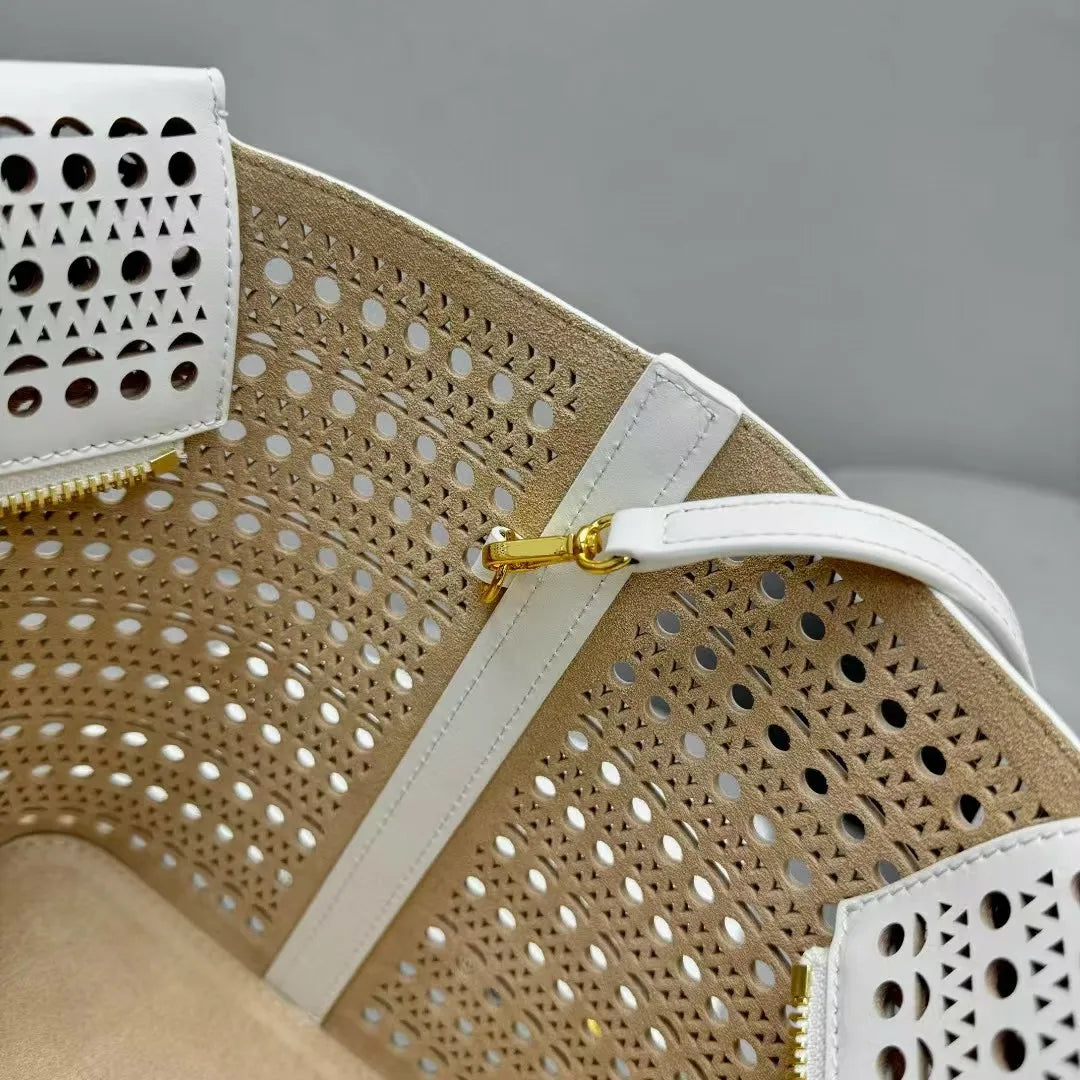 Cutout Leather Tote Bag