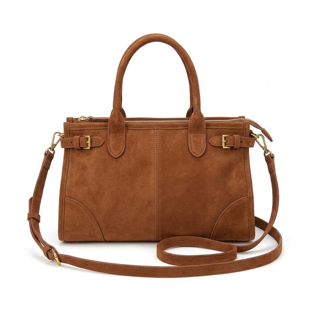 Suede Belted Tote Bag
