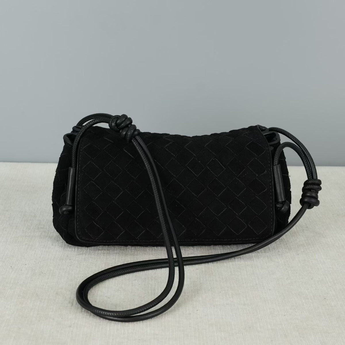 The Suede Woven Crossbody - Calfskin