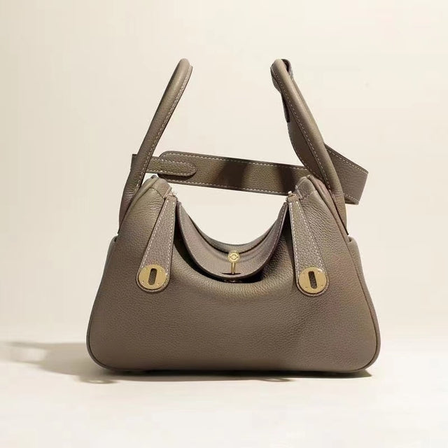 Cowhide Canvas Shoulder Bag