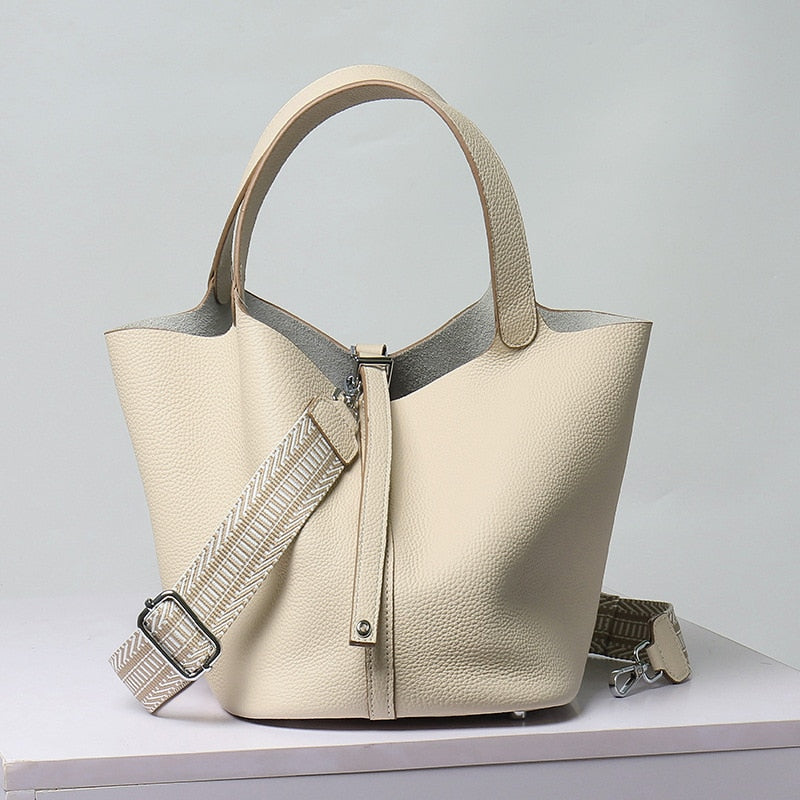 Calfskin Leather Bucket Bag
