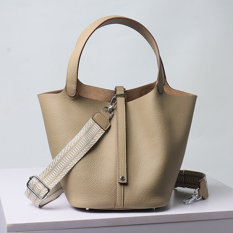 Calfskin Leather Bucket Bag