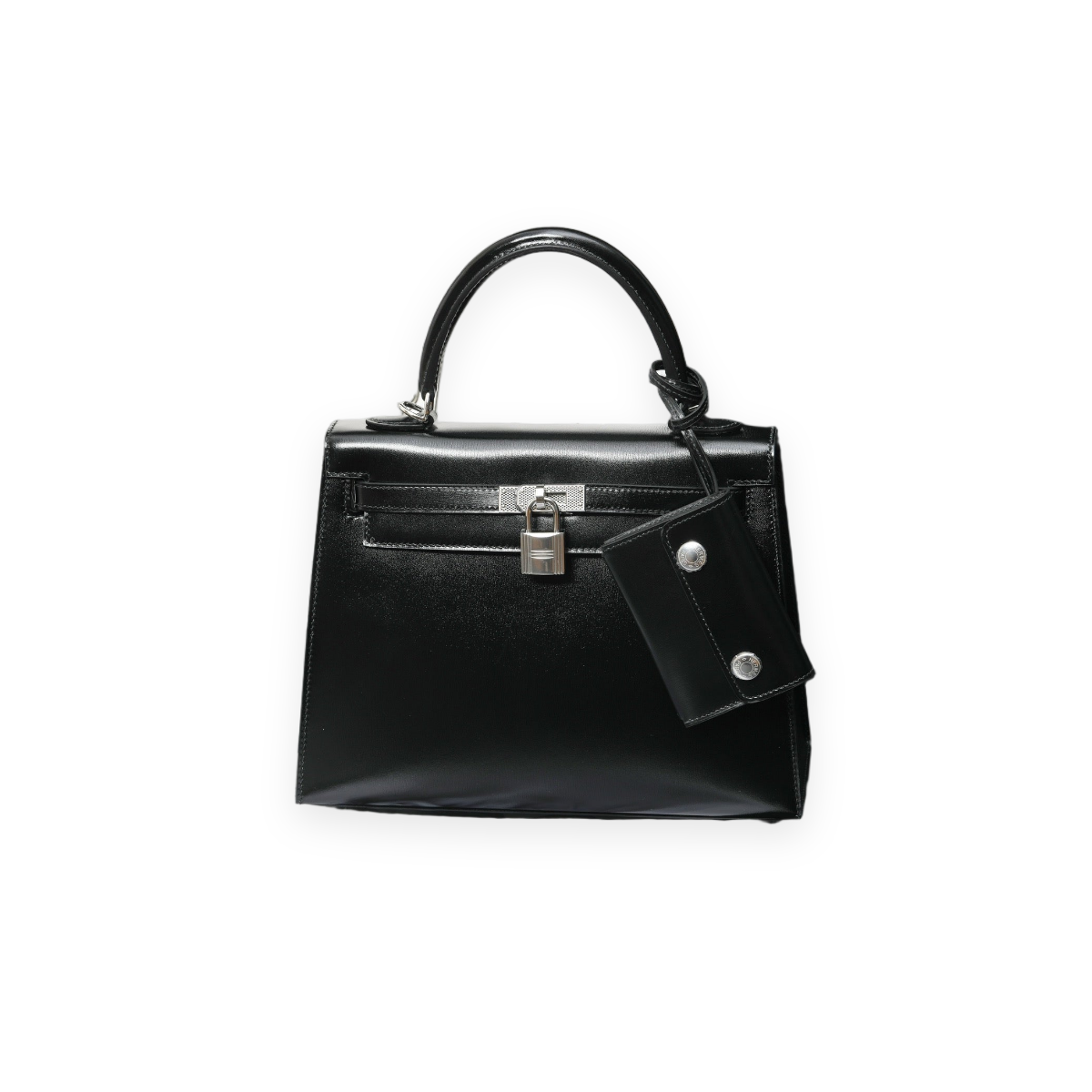 Structured Black Leather Handbag