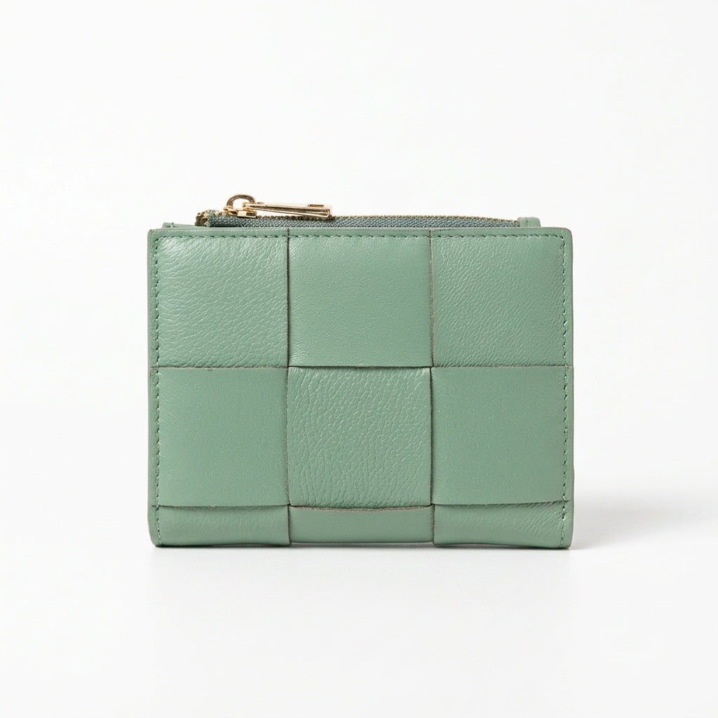 Woven Leather Bifold Wallet