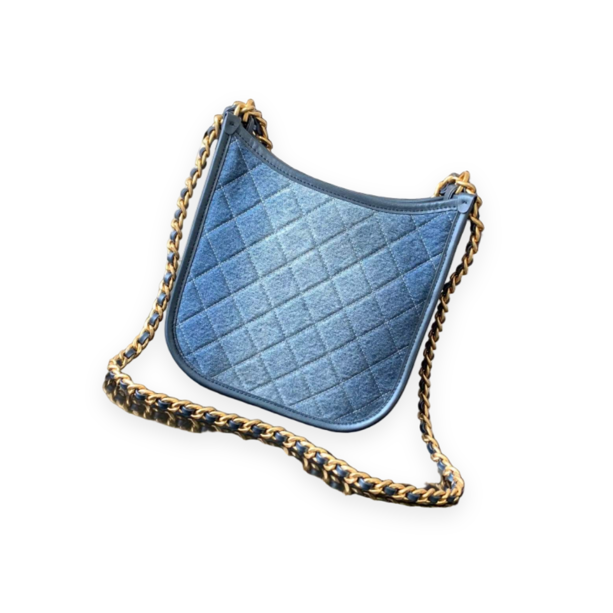 Washed Denim Chain Sling Bag