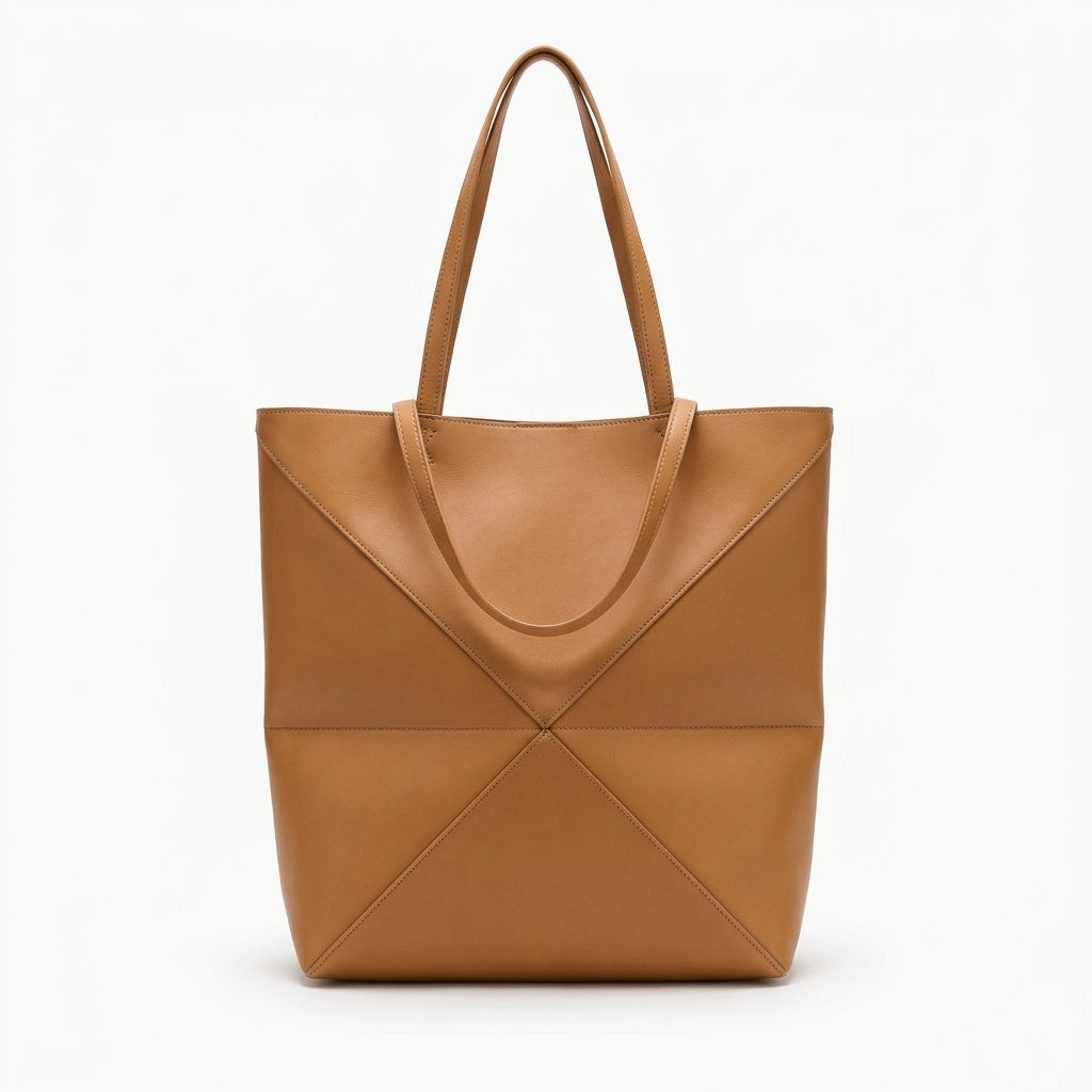 Puzzle Fold Leather Tote Bag