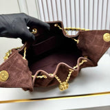 genuine suede drawstring shoulder bag