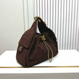 genuine suede drawstring shoulder bag