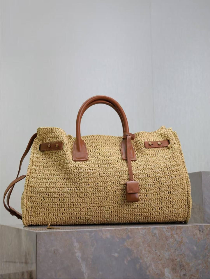 Oversized Woven Raffia Tote Bag