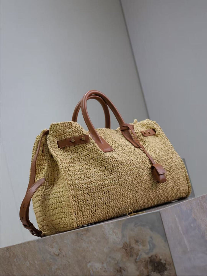 Oversized Woven Raffia Tote Bag