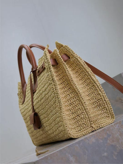 Oversized Woven Raffia Tote Bag