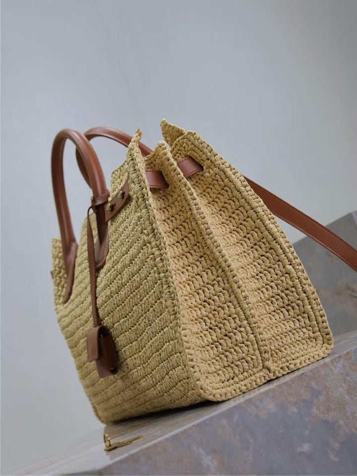 Oversized Woven Raffia Tote Bag