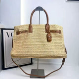 Oversized Woven Raffia Tote Bag