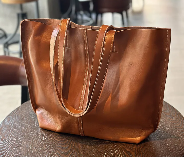 Elegant Cowhide Leather Tote Bag