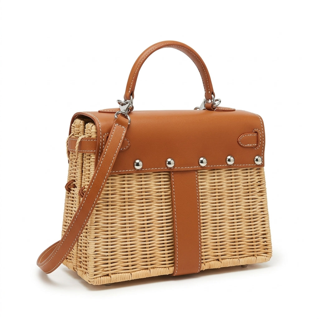 Leather Picnic Top Handle Bag