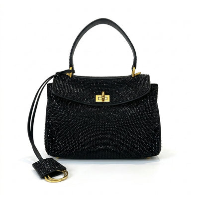 Crystal Leather Top Handle Bag