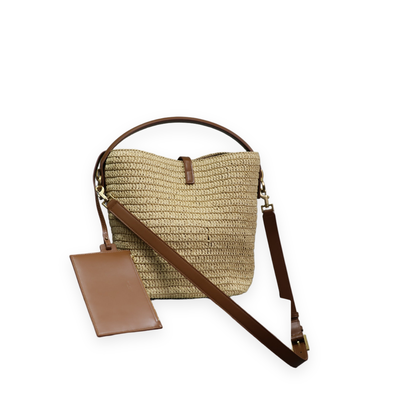 Raffia & Leather Bucket Bag
