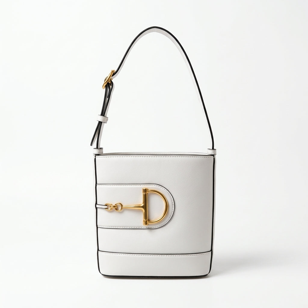 Leather Bucket Bag with Bit Hardware