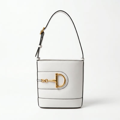 Leather Bucket Bag with Bit Hardware