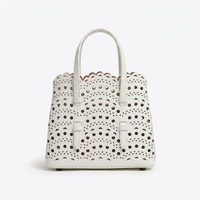 Perforated Leather Top Handle Bag