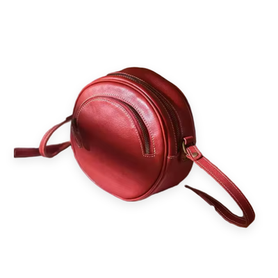 Round Leather Crossbody Bag