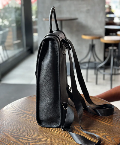 Sleek Cowhide Leather Backpack