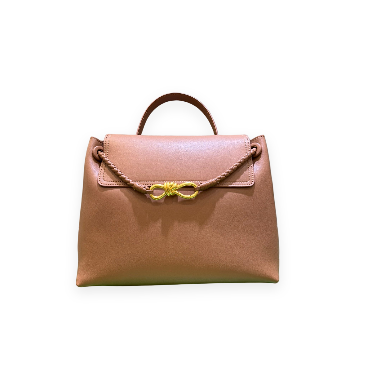 Leather Knot Top Handle Bag