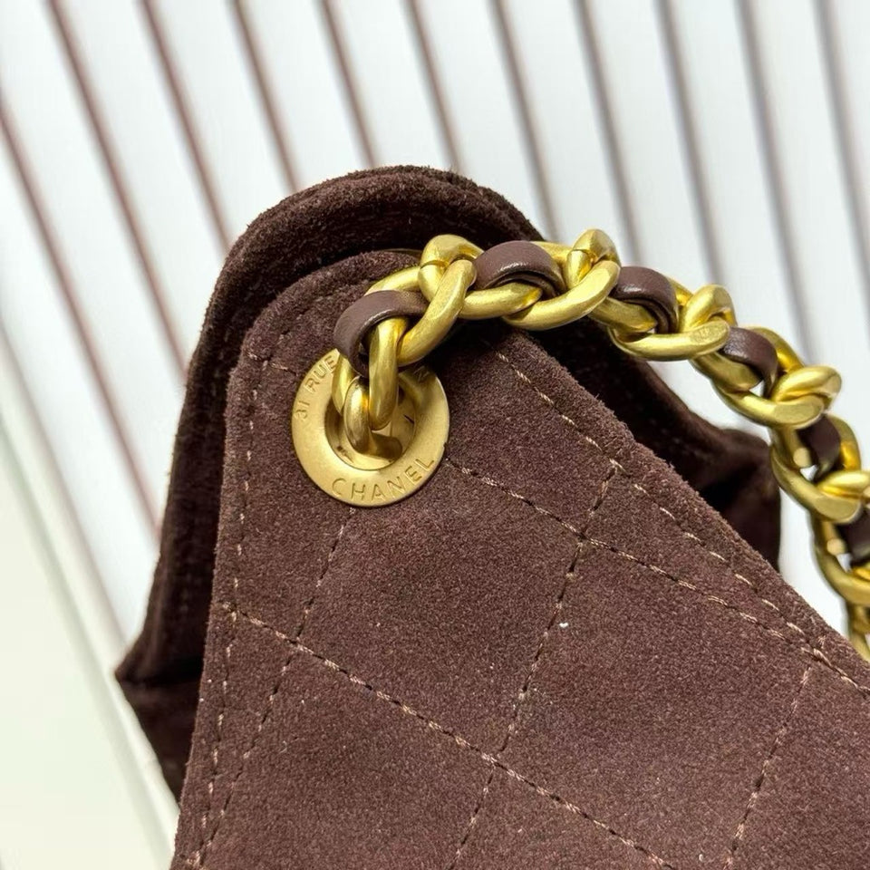 genuine suede drawstring shoulder bag