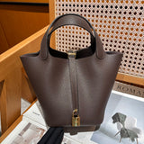 Genuine Pebbled Leather Bucket Bag