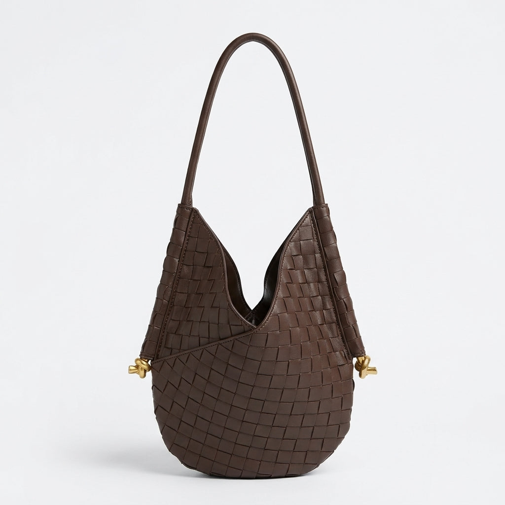 Woven Leather Hobo Shoulder Bag