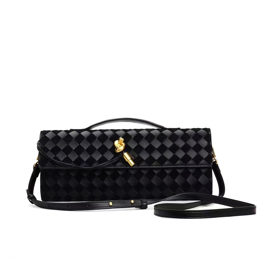 Woven Suede Clutch Bag