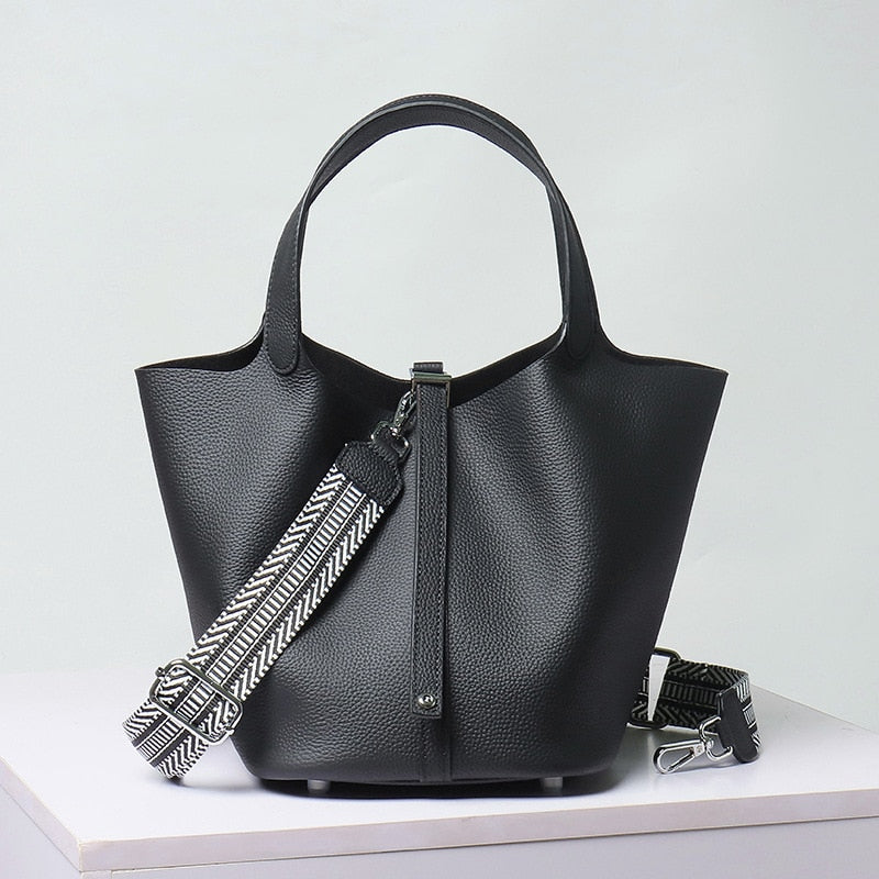 Calfskin Leather Bucket Bag