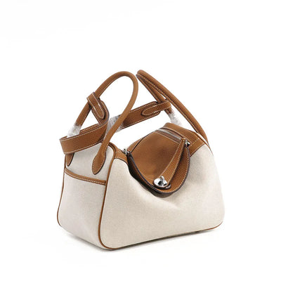 Cowhide Canvas Shoulder Bag