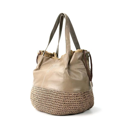 Woven Elegance Leather Tote