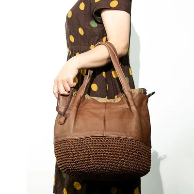 Woven Elegance Leather Tote