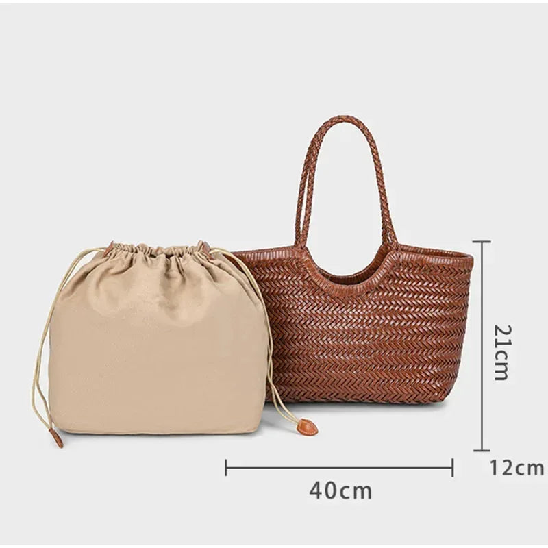 Handwoven Leather Tote Bag