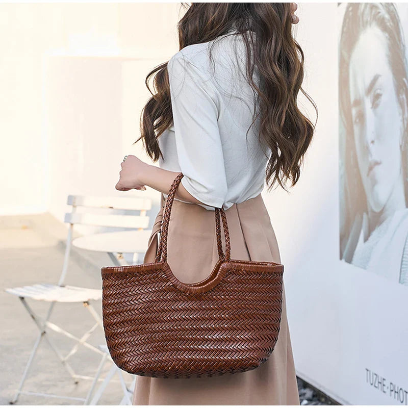 Handwoven Leather Tote Bag