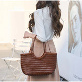 Handwoven Leather Tote Bag