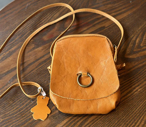 Compact Vintage Leather Crossbody Bag