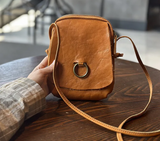 Compact Vintage Leather Crossbody Bag