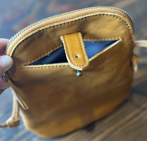 Compact Vintage Leather Crossbody Bag