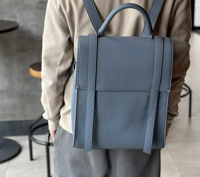 Sleek Cowhide Leather Backpack