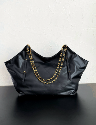 Quilted Chain-Link Leather Tote