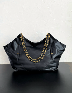 Quilted Chain-Link Leather Tote
