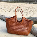 Handwoven Leather Tote Bag