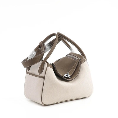 Cowhide Canvas Shoulder Bag