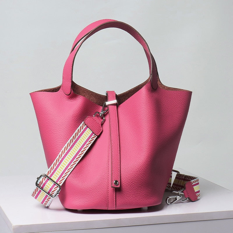 Calfskin Leather Bucket Bag