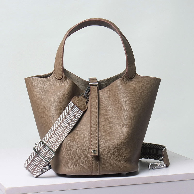 Calfskin Leather Bucket Bag